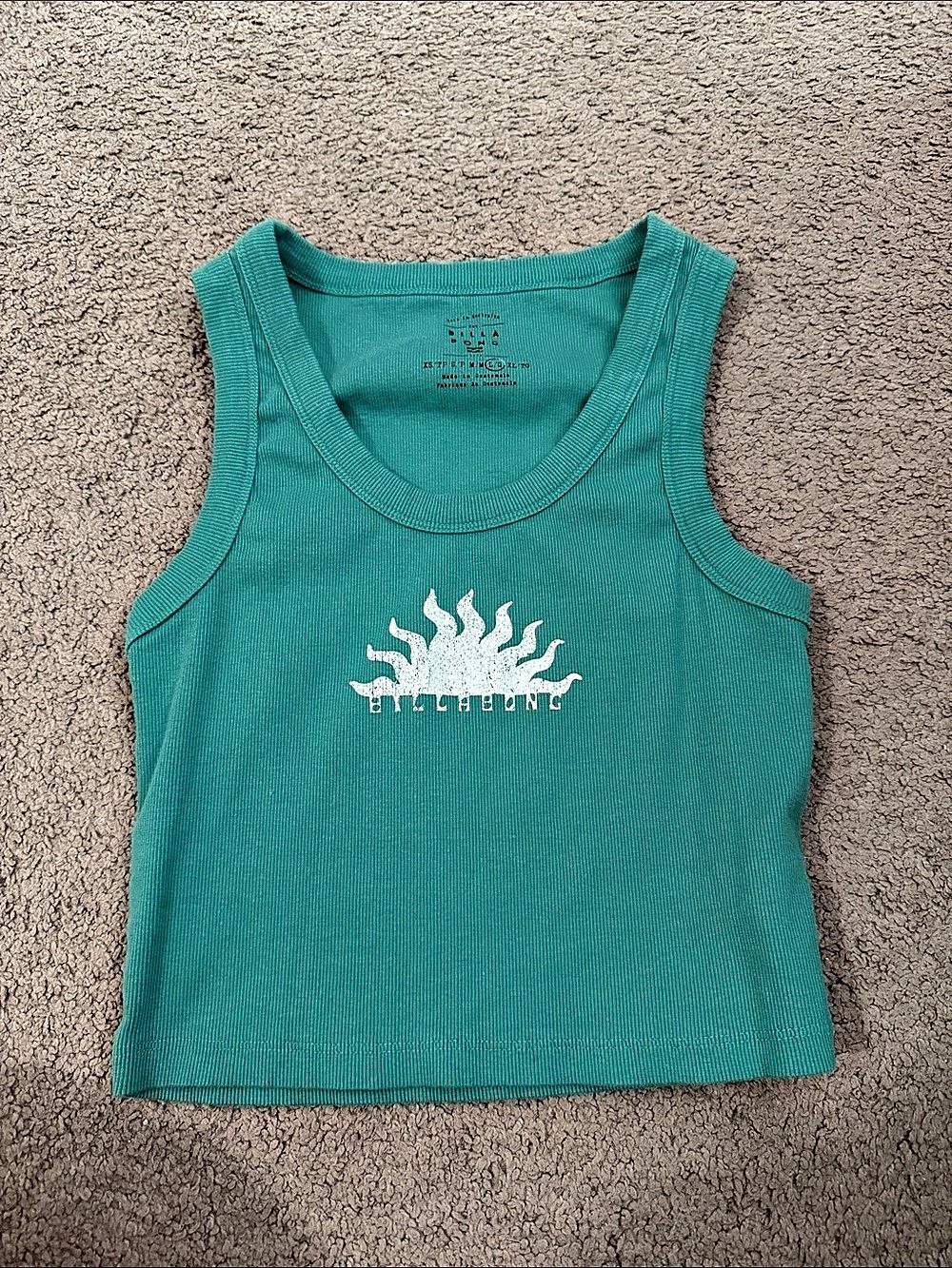 Billabong Sun Up Tank Top Ribbed Green Medium